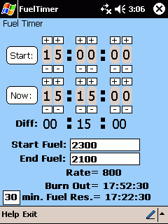 FlyBy Fuel Timer (Pocket PC) - Программа в помощь пилотам, особенно
