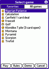 Самая обширная и уникальная коллекция пасьянсов, собранная в одной игре для Palm OS