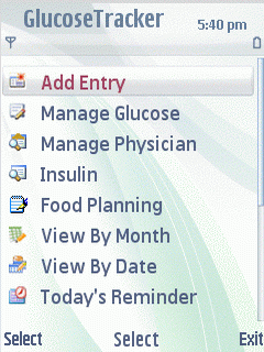 Infodev Glucose Tracker Pro for Symbian