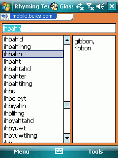 BEIKS Rhyming Terms Glossary for Pocket PC