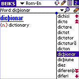 BEIKS Romanian-English Dictionary for Palm OS