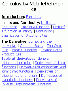 Calculus Quick Study Guide (Palm OS) Calculus Quick Study Guide (Palm OS)