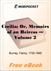 Cecilia; Or, Memoirs of an Heiress - Volume 2 for MobiPocket Reader