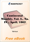 Continental Monthly, Vol. I., No. IV., April, 1862 for MobiPocket Reader