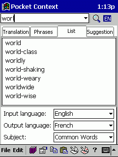Pocket Context Pro, English - French, Pocket PC(SH3)