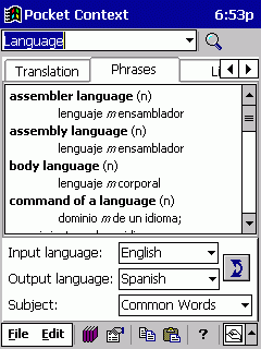 Pocket Context English/Spanish, Pocket PC, SH3