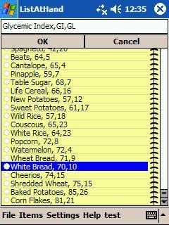 Glycemic Index List