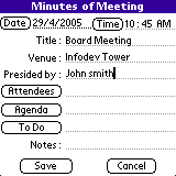 Infodev Minutes of Meeting (Palm OS)