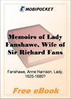 Memoirs of Lady Fanshawe for MobiPocket Reader
