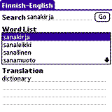 PocketDict Finnish - English for Palm
