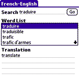 PocketDict French - English for Palm