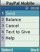SMS Front-end Menu for PayPal Mobile