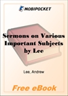 Sermons on Various Important Subjects for MobiPocket Reader