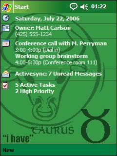 The Zodiac Themes (Taurus) Theme for Pocket PC