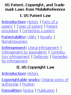 US Patent, Copyright, and Trademark Laws Quick Study Guide (Palm OS)