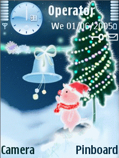 So cute!pig''s christmas tree and bell,theme ui for nokia 3250/5500/n91