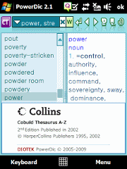 DioDict 2.1 Collins Thesaurus A-Z for Windows Mobile