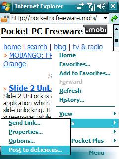 del.icio.us plugin for Pocket Internet Explorer