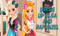 Dress up Elsa and Rapunzel