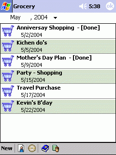 Grocery List for PPC 2002