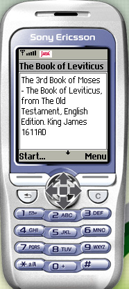 Book of Leviticus on your phone - 3rd Book of the Old Testament Bible, for Symbian and J2ME devices