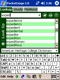 PocketLingo MAX Dictionary & Thesaurus (American Heritage Dictionary & Roget's Thes.) for Pocket PC