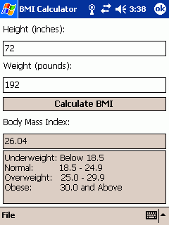Pocket BMI Calculator (Body Mass Index)