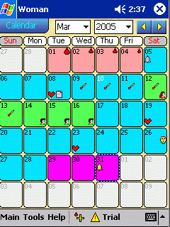 Woman Calendar for Windows Mobile Professional / Windows Desktop Configurations